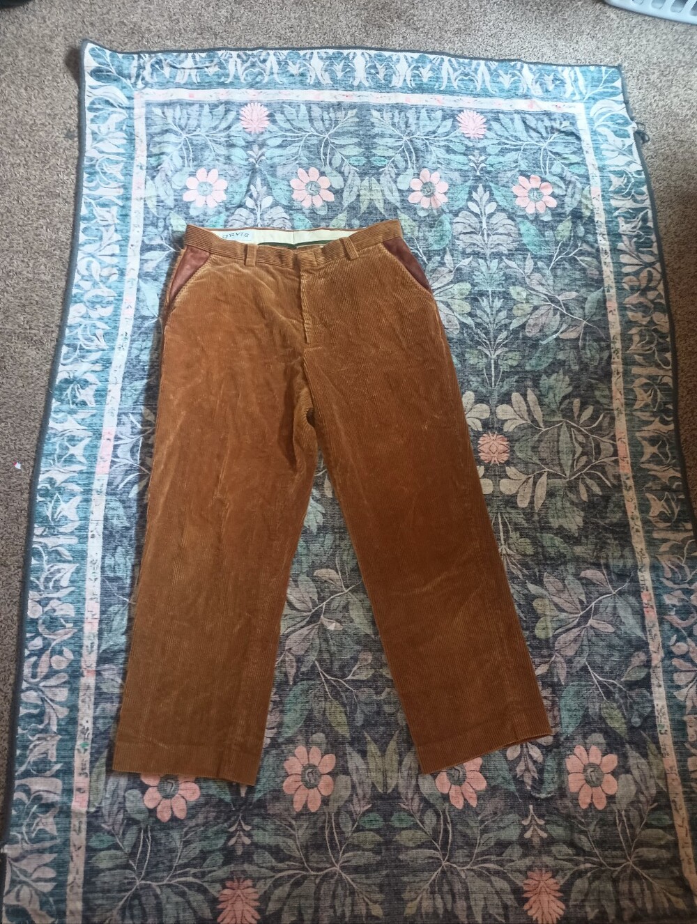 Vtg Orvis Mens Corduroy Trousers Size 34 Tan Academia Heritage Grandpa